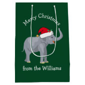 Vrolijk kerstfeest Elephant Cute Green op maat Medium Cadeauzakje (Achterkant)
