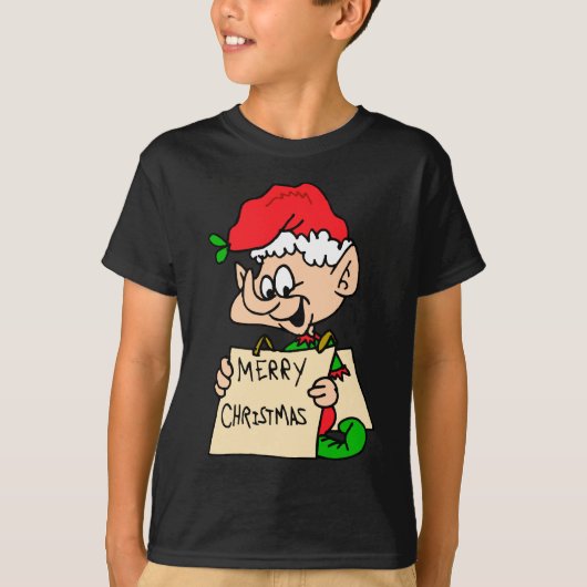 Vrolijk kerstfeest Elf Black T-shirt (Voorkant)