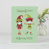 Vrolijk kerstfeest Elf Funny Face Mask Farewell 20 Feestdagenkaart (Staand voorkant)