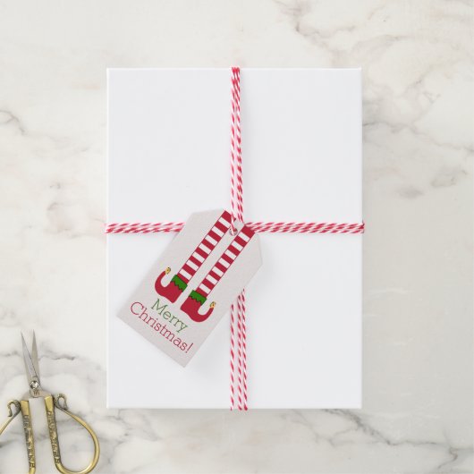 Vrolijk kerstfeest - Elf Legs gepersonaliseerd Cadeaulabel (Met Touw)