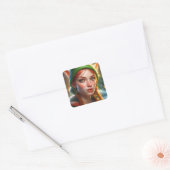 Vrolijk kerstfeest Elf Vierkante Sticker (Envelop)