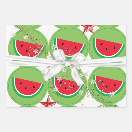 Vrolijk kerstfeest Elf Watermelon Santa Inpakpapier Vel (Voorkant)