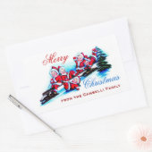 Vrolijk kerstfeest - Elfen Sleederen in Sneeuw Rechthoekige Sticker (Envelop)