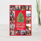 Vrolijk kerstfeest en 15e Happy Birthday Red & Gol Kaart (Voorkant)