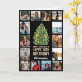 Vrolijk kerstfeest en 16e Happy Birthday-fotokaart Kaart (Gele Bloem)