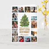 Vrolijk kerstfeest en 22e Happy Birthday Foto Kaart (Gele Bloem)