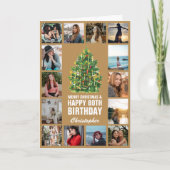 Vrolijk kerstfeest en 80ste Happy Birthday Gold Kaart (Voorkant)