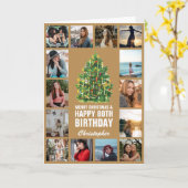 Vrolijk kerstfeest en 80ste Happy Birthday Gold Kaart (Gele Bloem)