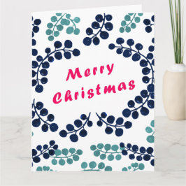 Vrolijk kerstfeest en Berries Gevouwen Wenskaart Kaart