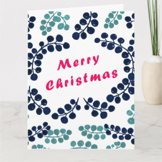 Vrolijk kerstfeest en Berries Gevouwen Wenskaart Kaart