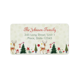 Vrolijk kerstfeest en bomen | ADRESETIKETTEN Etiket