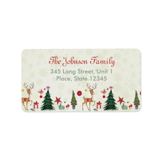 Vrolijk kerstfeest en bomen | ADRESETIKETTEN Etiket (Voorkant)