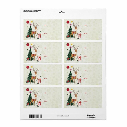 Vrolijk kerstfeest en bomen | Cadeaulabels Etiket (Full Sheet)