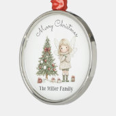 Vrolijk Kerstfeest en Boom Gepersonaliseerde Gift Metalen Ornament (Links)