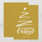 Vrolijk Kerstfeest en Boom Gouden Kerstmis Kaart (Voorkant / Achterkant)