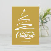 Vrolijk Kerstfeest en Boom Gouden Kerstmis Kaart (Staand voorkant)