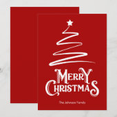 Vrolijk kerstfeest en boomrode kerst Kaart (Voorkant / Achterkant)