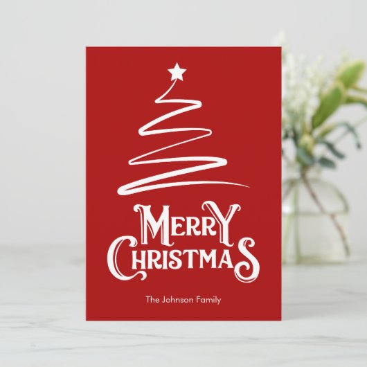 Vrolijk kerstfeest en boomrode kerst Kaart (Staand voorkant)