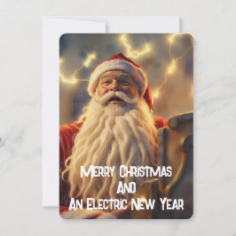 Vrolijk kerstfeest en een elektrisch nieuwjaar feestdagenkaart