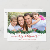 Vrolijk kerstfeest en een foto van Garland Feestdagenkaart (Voorkant / Achterkant)