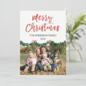 Vrolijk kerstfeest en een foto van Garland Feestdagenkaart (Staand voorkant)