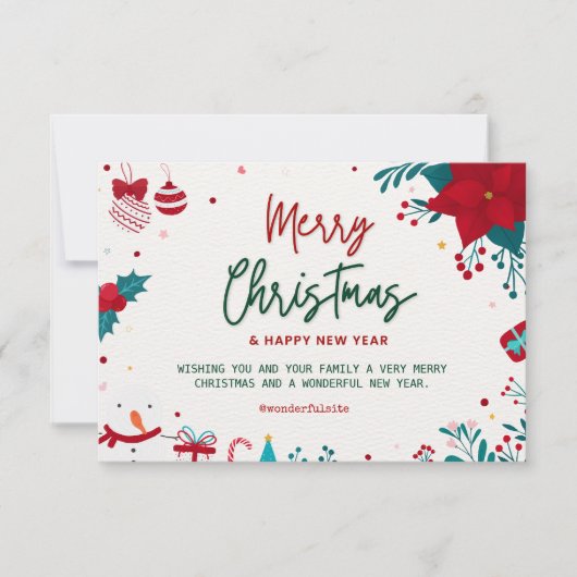 Vrolijk kerstfeest en een gelukkig nieuwjaar bedankkaart (Voorkant)