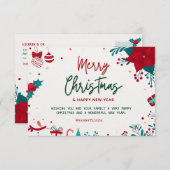 Vrolijk kerstfeest en een gelukkig nieuwjaar bedankkaart (Voorkant / Achterkant)