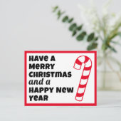 Vrolijk Kerstfeest en een Gelukkig Nieuwjaar Candy Briefkaart (Staand voorkant)
