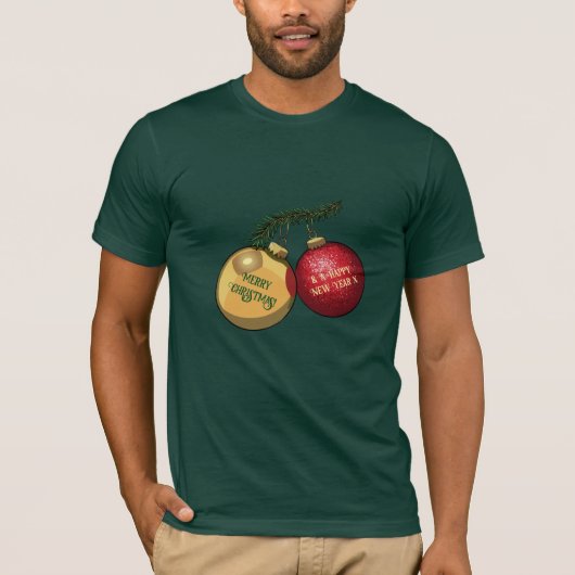 Vrolijk kerstfeest en een gelukkig nieuwjaar decor t-shirt (Voorkant)