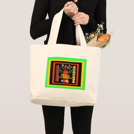 Vrolijk kerstfeest en een gelukkig nieuwjaar grote tote bag (Voorkant (product))