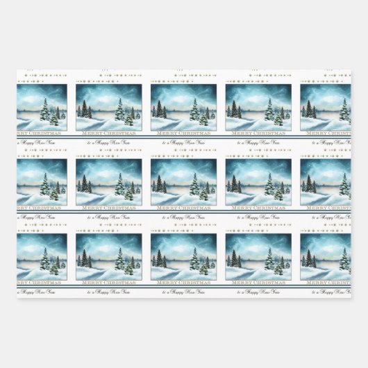 Vrolijk kerstfeest en een gelukkig nieuwjaar inpakpapier vel (Voorkant)