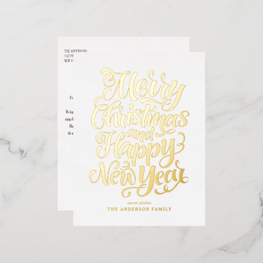 Vrolijk kerstfeest en een gelukkig nieuwjaar kalli folie feestdagen briefkaart (Voorkant / Achterkant)