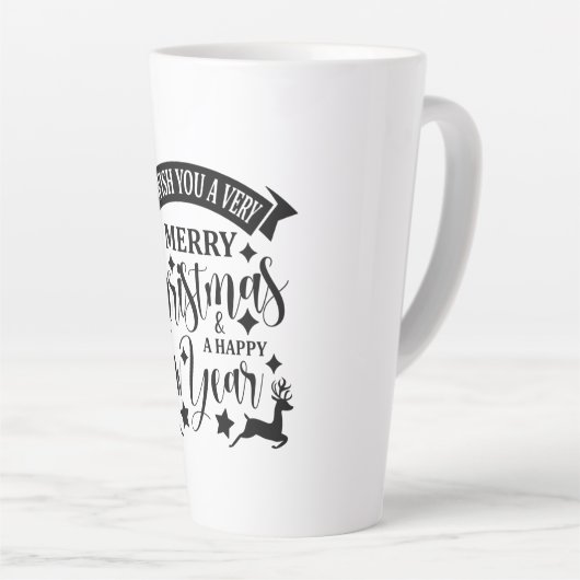 Vrolijk kerstfeest en een gelukkig nieuwjaar latte mok (Rechterhoek)