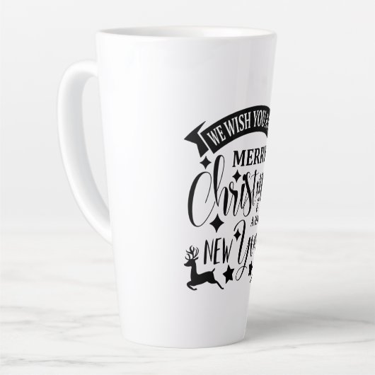 Vrolijk kerstfeest en een gelukkig nieuwjaar latte mok (Linkerhoek)