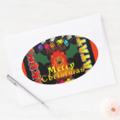 Vrolijk kerstfeest en een gelukkig nieuwjaar ovale sticker (Envelop)