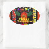 Vrolijk kerstfeest en een gelukkig nieuwjaar ovale sticker (Tas)