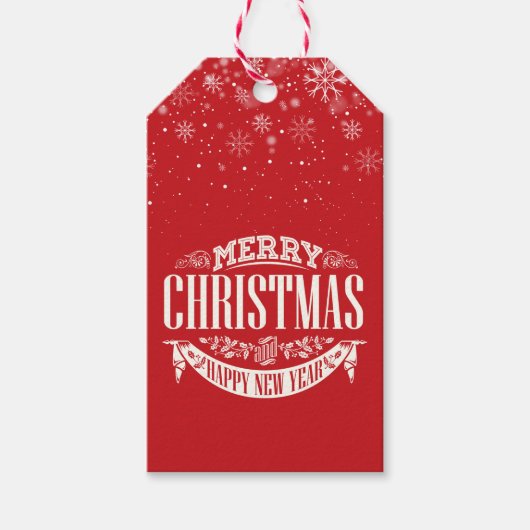 Vrolijk Kerstfeest en een Gelukkig Nieuwjaar Sneeu Cadeaulabel (Voorkant)