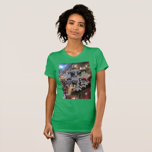 Vrolijk kerstfeest en een gelukkig nieuwjaar sneeu t-shirt (Voorkant volledig)