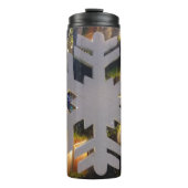 Vrolijk kerstfeest en een gelukkig nieuwjaar sneeu thermosbeker (Voorkant)