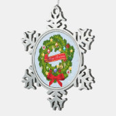 Vrolijk kerstfeest en een gelukkig nieuwjaar! tin sneeuwvlok ornament (Rechts)