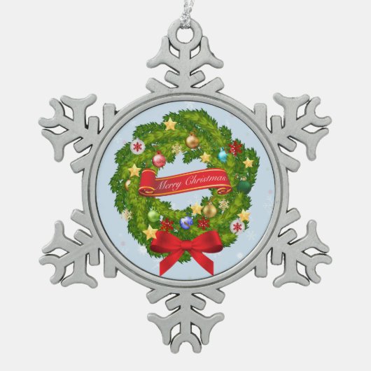 Vrolijk kerstfeest en een gelukkig nieuwjaar! tin sneeuwvlok ornament (Voorkant)