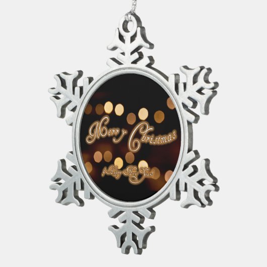 Vrolijk kerstfeest en een gelukkig nieuwjaar! tin sneeuwvlok ornament (Rechts)