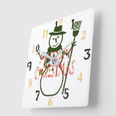 Vrolijk kerstfeest en een gelukkig nieuwjaar vierkante klok (Hoek)