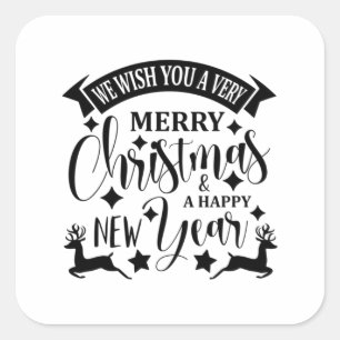 Vrolijk kerstfeest en een gelukkig nieuwjaar vierkante sticker