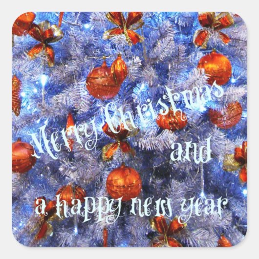 Vrolijk kerstfeest en een gelukkig nieuwjaar! vierkante sticker (Voorkant)