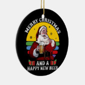 Vrolijk kerstfeest en een gelukkige nieuwe bierker keramisch ornament (Rechts)