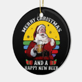 Vrolijk kerstfeest en een gelukkige nieuwe bierker keramisch ornament (Links)