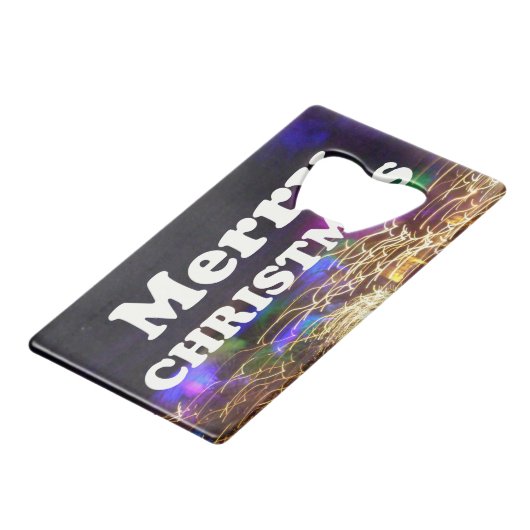 Vrolijk kerstfeest en een gelukkige nieuwjaarsgroe creditkaart flessenopener (Achterkant Gekanteld)