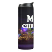 Vrolijk kerstfeest en een gelukkige nieuwjaarsgroe thermosbeker (Gedraaid links)