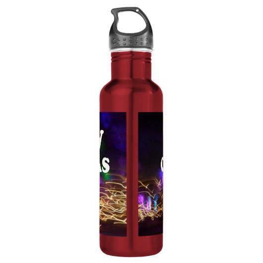 Vrolijk kerstfeest en een gelukkige nieuwjaarsgroe waterfles (Achterkant)